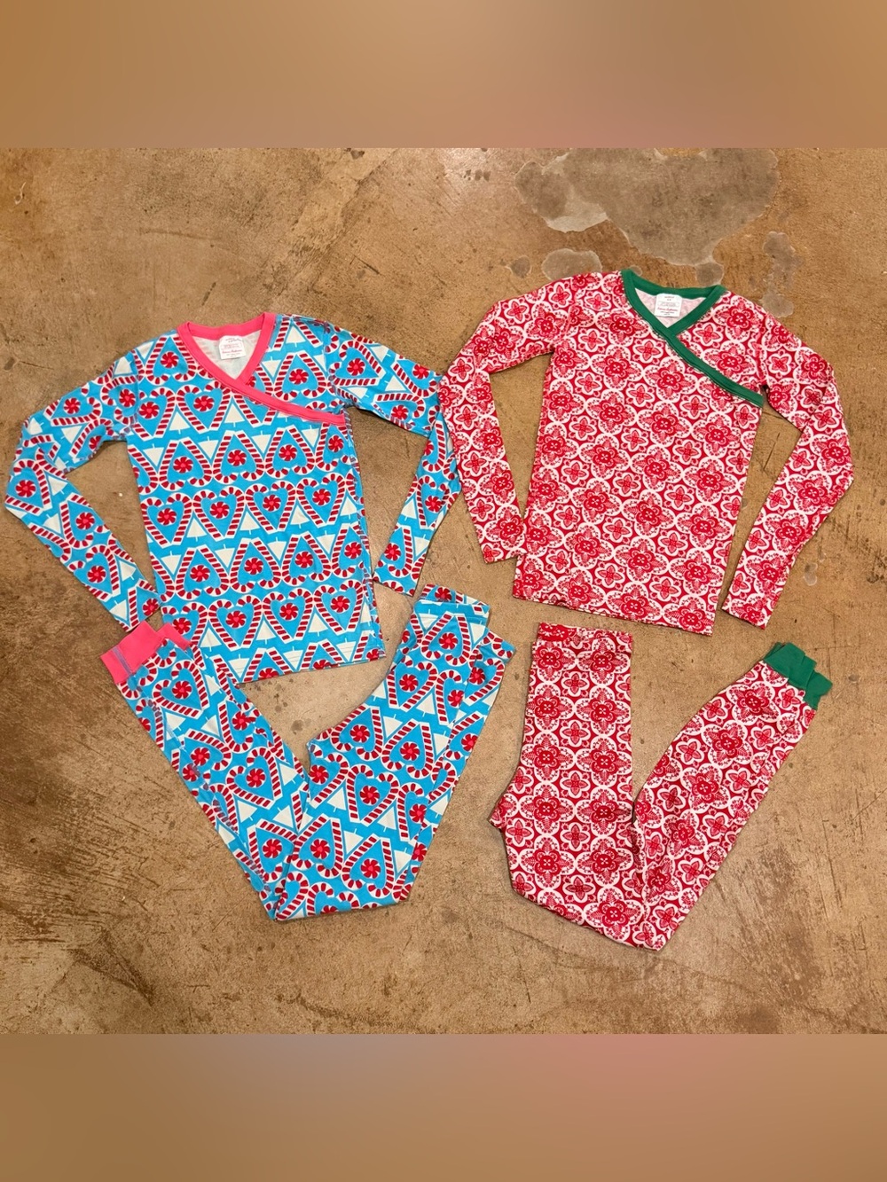 2 pair Hanna Andersson Christmas pajamas size 14/160 100% organic cotton NWOT